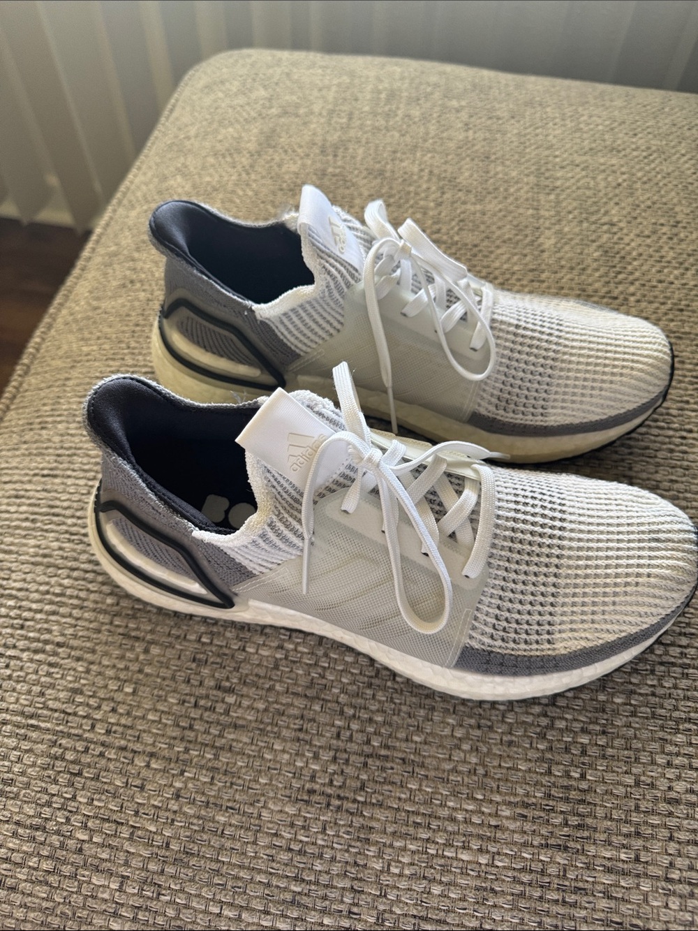 Women’s Adidas in White and Gray Knit Training Sneakers